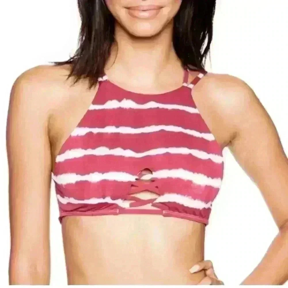 NWT Frankie’s Bikinis Marley 2 MAROON tie dye top size XS extra small